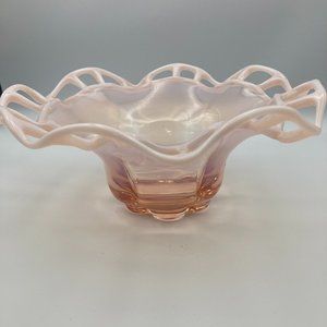 Mid Century Duncan Miller Pink Opalescent Centerpiece Bowl